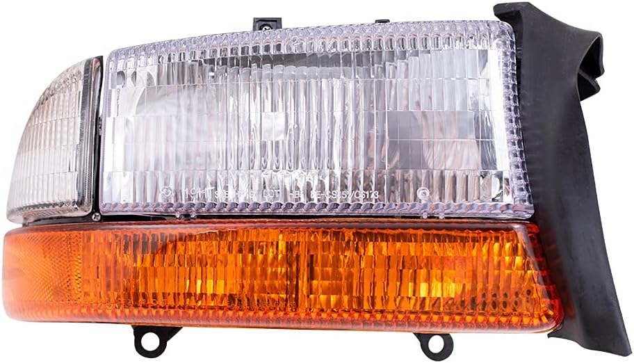 Brock Replacement Set Driver and Passenger Composite Headlights with Park Signal Lamp Compatible with 1998-2004 Dakota