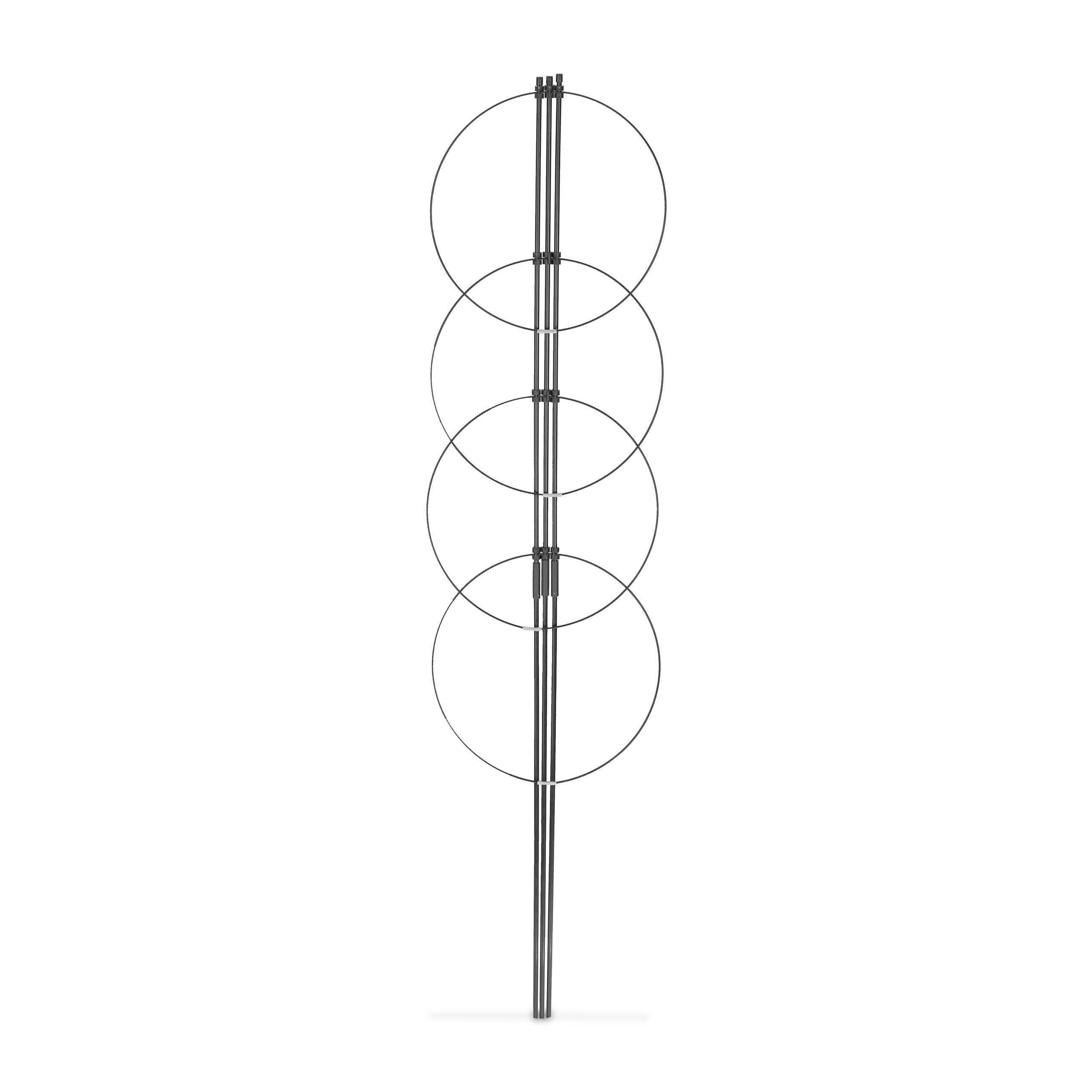 Relaxdays Podpora dla roślin pnących, zestaw 2 szt., metal i tworzywo sztuczne, wysokość 120 cm, 4 regulowane pierścienie, podpora dla roślin pnących, czarna