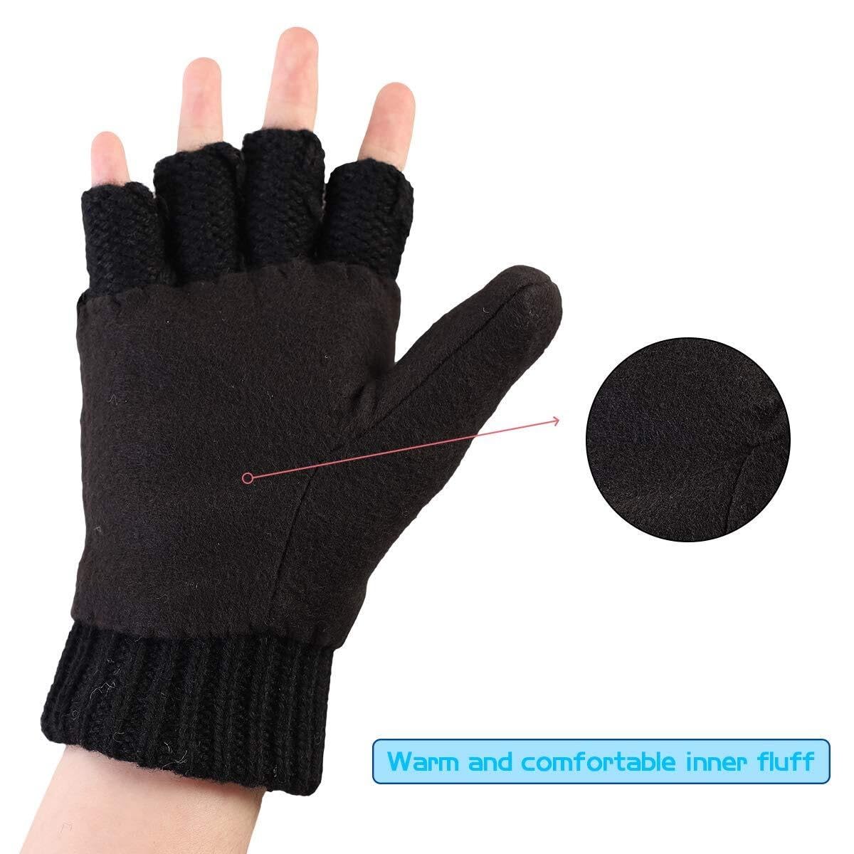 Guantes Viento Deportivos Guantes Sin Dedos De Punto Invierno Medio Dedo Convertibles Cálidos Unisex Regalos De Invierno