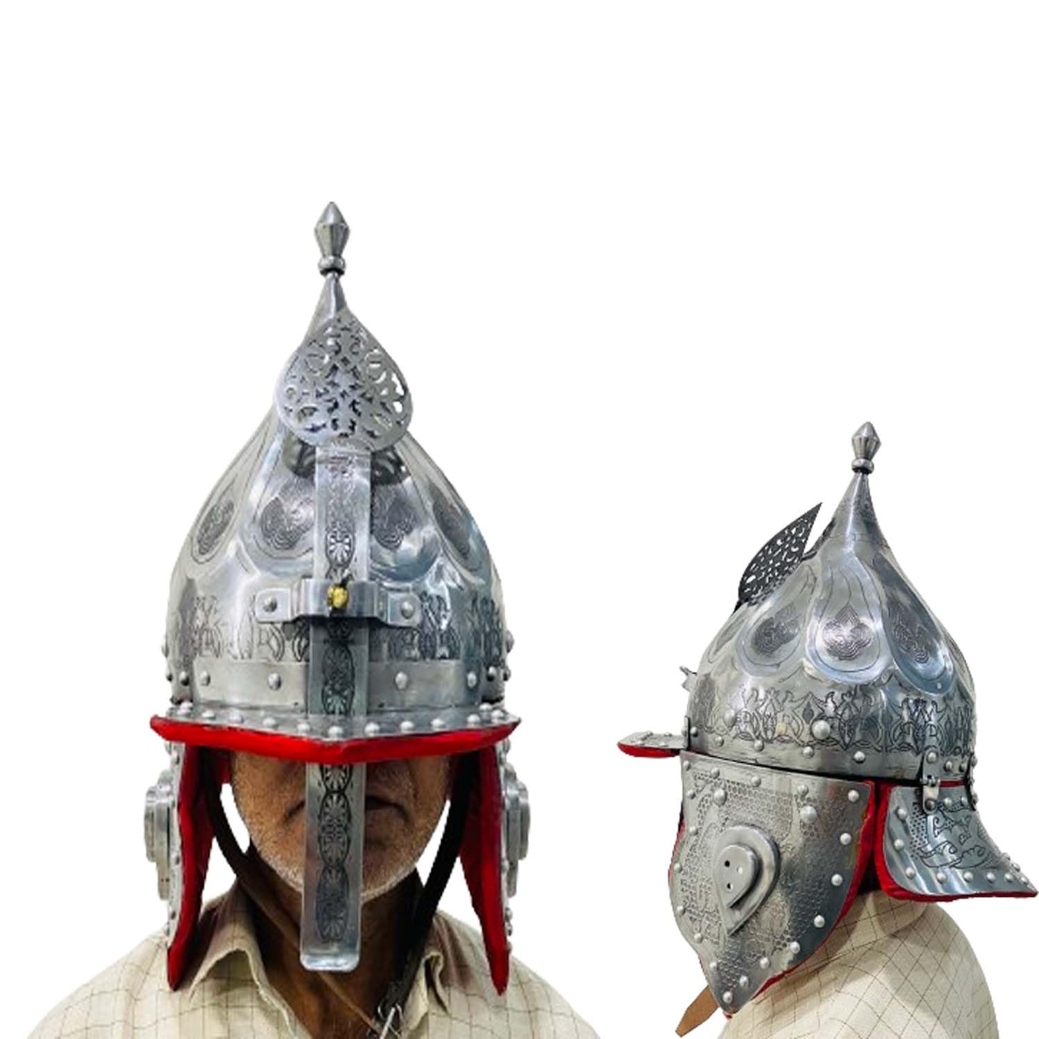 Casco Ottomano Medievale In Acciaio - Elmetto Islamico Argento Per Cosplay E Collezionisti - Foto 3