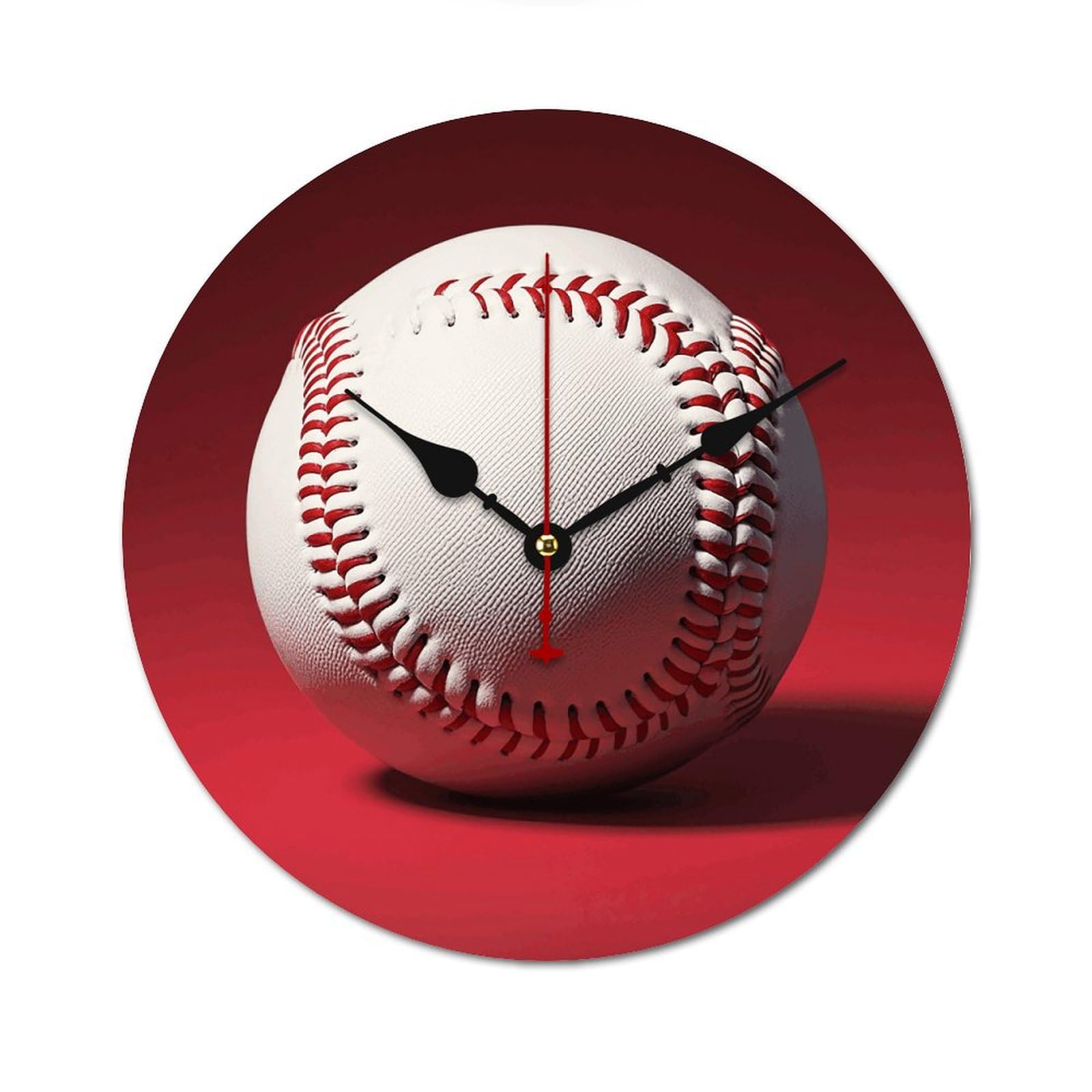 Horloge murale en bois 60 cm motif baseball sans cadre pour décoration moderne de salon