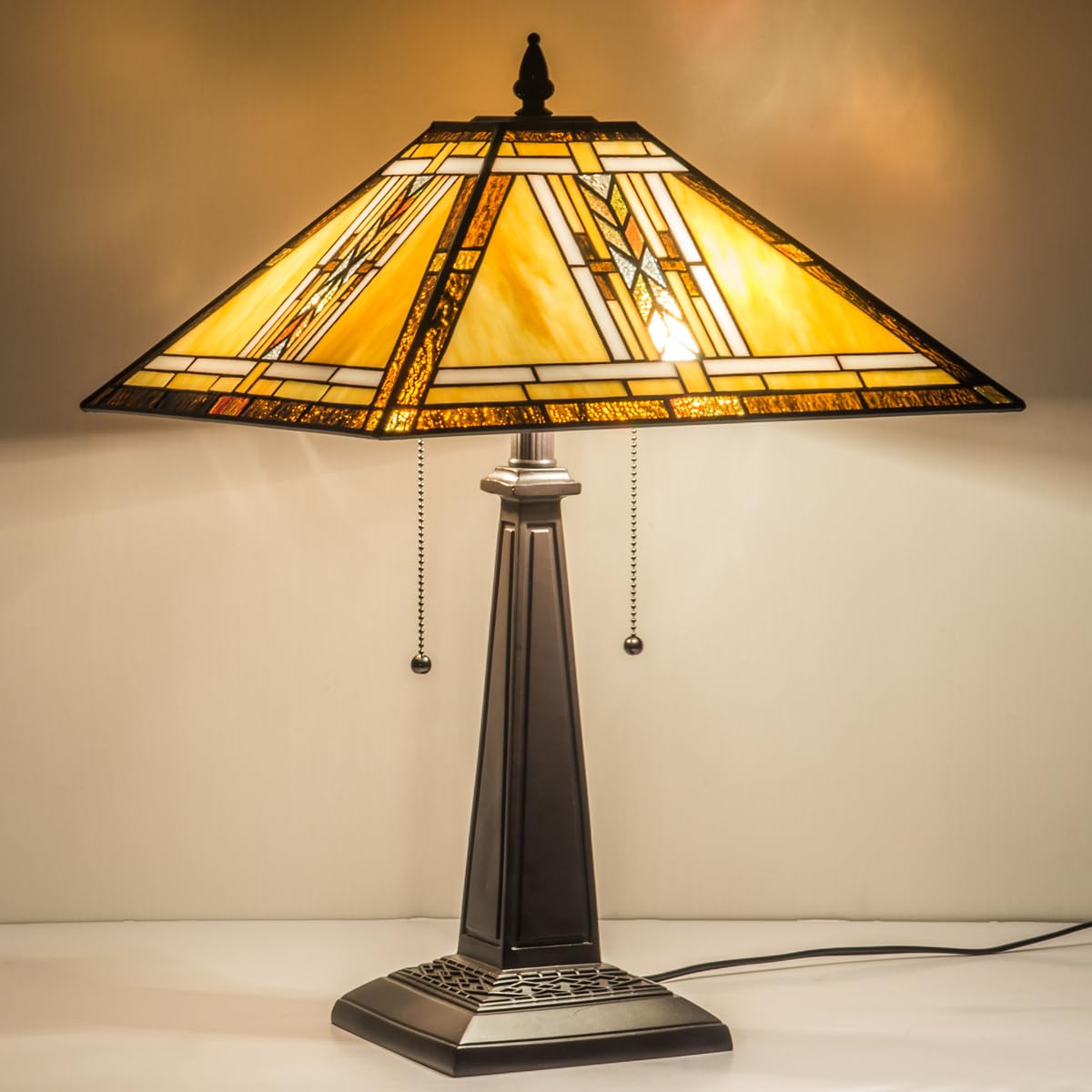 COTOSS Tiffany Table Lamp,Mission Style Stained Glass Table Light