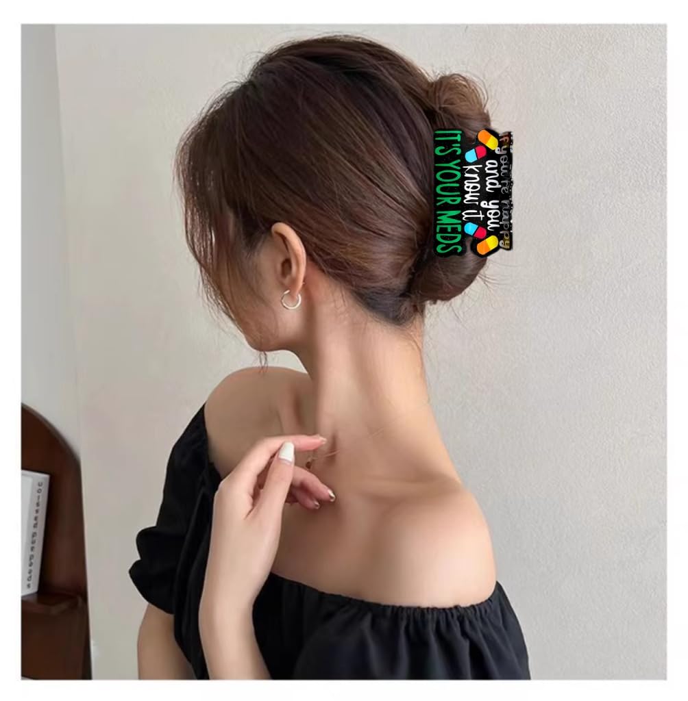 Funny Medical Themed Claw Clips for Women, Cute Unique Hair Clips Fun Nurse Pharmacist Gifts, Novelty Hair Accessories for Thick Thin Hair, Pharmacy Gifts for Women (Pink)