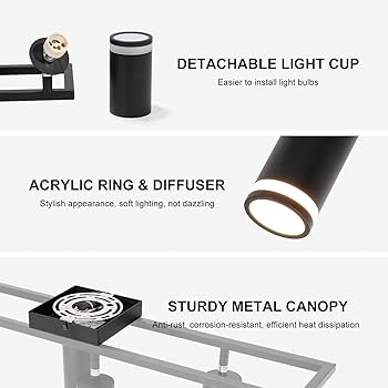 Ketom 6-Light Track Lighting Fixtures Ceiling, GU10 Black