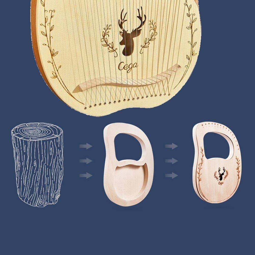Harpe Lyre 19 Cordes en Acajou, Instrument de Musique avec Outil de réglage et Micro intégré