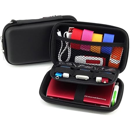 Amazon Co Jp Pc周辺小物 収納ポーチ アクセサリー収納バッグ 万能収納ポーチ 2 5インチ 多機能 出張 旅行用 ブラック パソコン 周辺機器