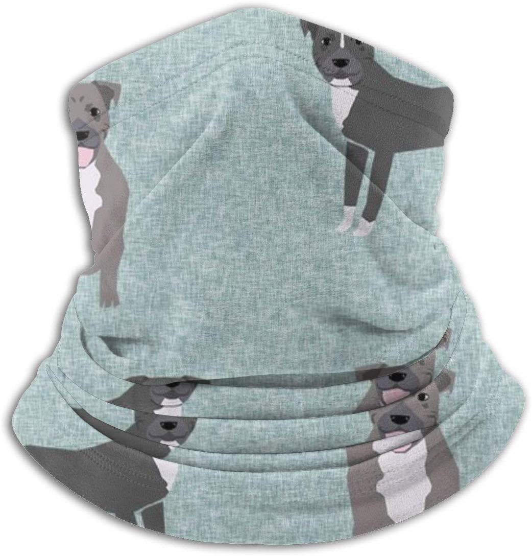 Pitbull Dog Linen Look Cheater Coordinate Blue Neck Gaiter, Headwear, Face Sun Mask, Magic Scarf, Bandana, Balaclava, Headband for Fishing, Motorcycling, Running, Skateboarding, Moisture Wicking UV P