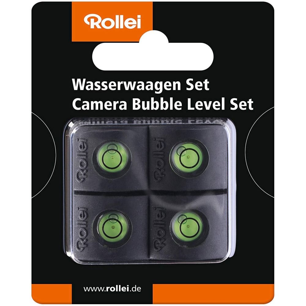 Rollei Zestaw poziomicy – nasadzana poziomica do prawidłowego ustawienia kamery, do lampy błyskowej, 4 sztuki w opakowaniu