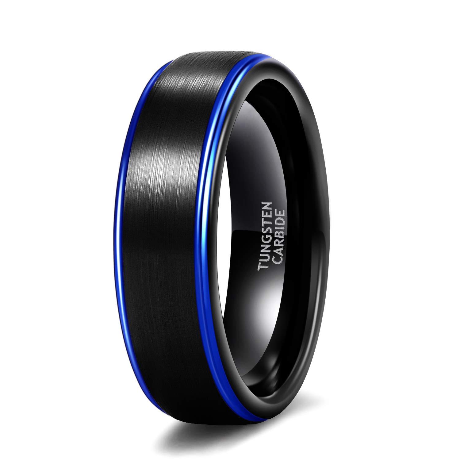 TRUMIUM 4mm 6mm 8mm Black Tungsten Rings for Men Women Step Edges Size 4-15