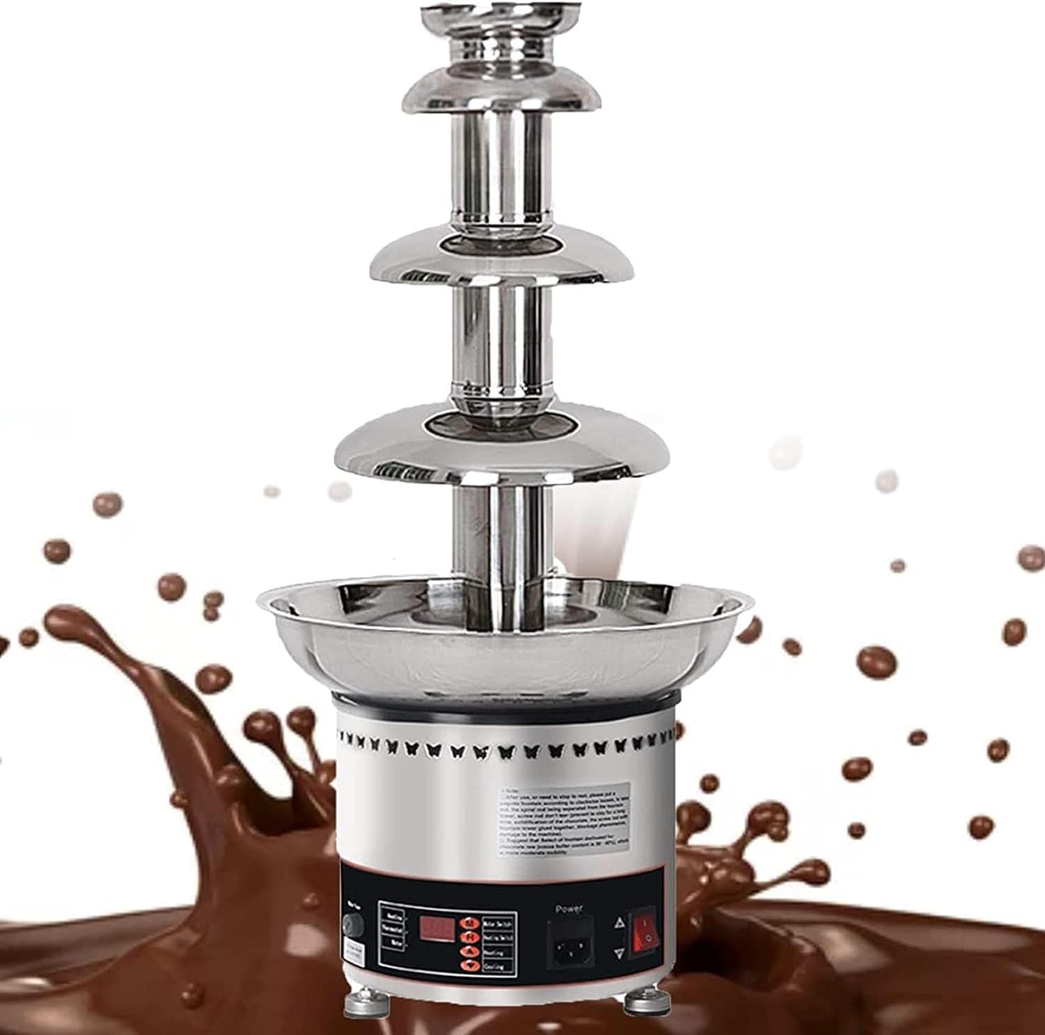 JKJZSALJ Chocolate Fondue Fountain, 4-7 Tiers Chocolate Fountain, Electric Melting Chocolate Machine Stainless Steel Chocolate Fondue Pot, Easy To Assemble For Birthday Party Weddin,4floors