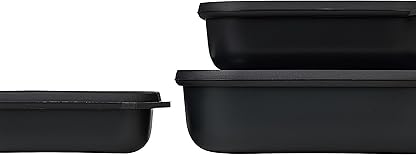Mepal - Cirqula Multischüssel Set 3–teilig rechteckig Nordic black – 500, 1000, 2000 ml – Verwendbar als Vorratdose, Kühlschrankdose, Gefrierdose, Mikrowellegeschirr & Servierschale mit Deckel