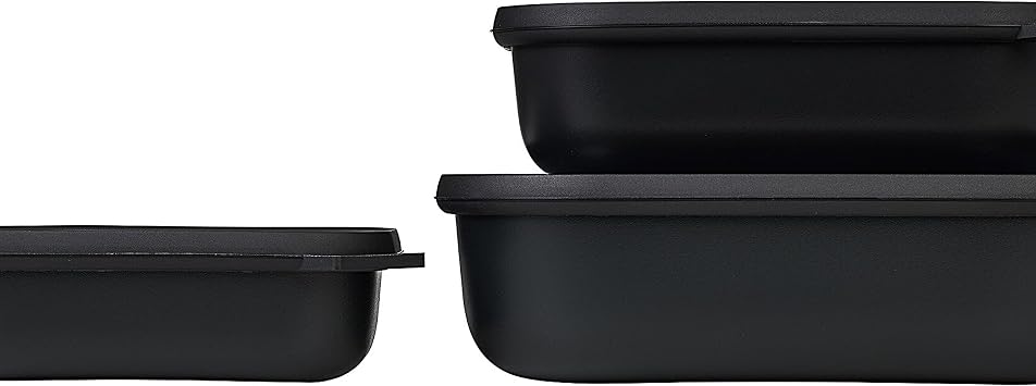 Mepal Multi Bowl Cirqula 3-Piece Set Food Storage Container with Lid - Suitable as Airtight Storage Box for Fridge & Freezer, Microwave Container & Servable Dish - 500, 1000, 2000ml - Nordic black