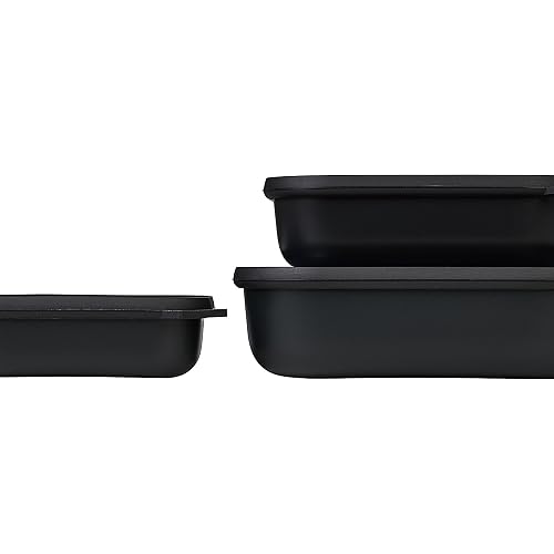 Mepal – Multi Bowl Cirqula 3-Piece Set – Food Storage Container with Lid - Suitable as Airtight Storage Box for Fridge & Freezer, Microwave Container & Servable Dish - 500, 1000, 2000ml - Nordic black