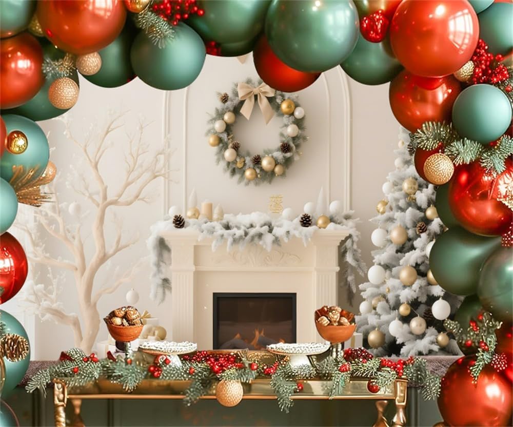 Merry Christmas Backdrop 10x8ft Xmas Tree Fireplace White Christmas Backdrops for Wall Photography Background Happy Holiday Birthday Friendsmas Baby Shower Decorations Studio Photo Props