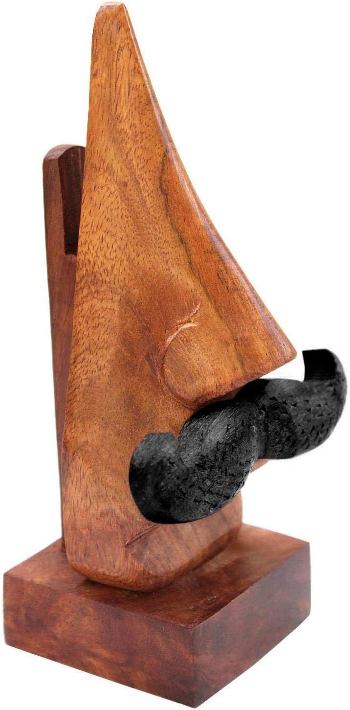 storeindya Funny Eyeglass Holder With Mustache. Fun and Practical Wooden Spectacle