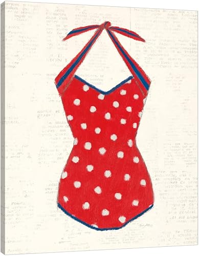Jaxson Rea "Retro Swimwear II Newsprint Gallery Wrapped Canvas by Emily Adams, 12" x 15"