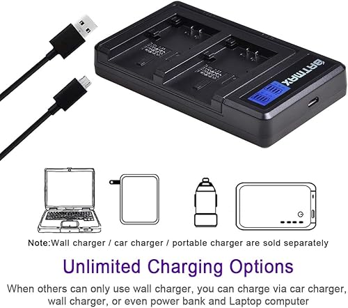 Miniatura 5 de Batmax 2 baterías NP-FV100 de 3900 mAh + cargador dual LCD USB para Sony NP-FV100A; DCR-SR15, SR21, SR68, SX44, SX85, FDR-AX100, HDR-CX110,
