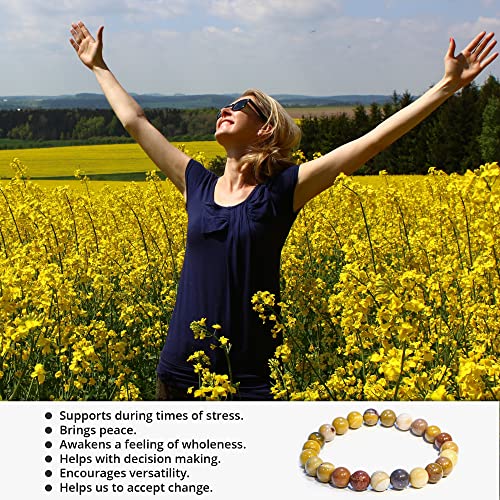 Image of ANAYA AGATE Healing Crystal Bracelet for Women and Men - 8mm Round Beaded Bracelet for Men and Women - Unisex Stretchy Gemstone Bracelet for Healing and Protection