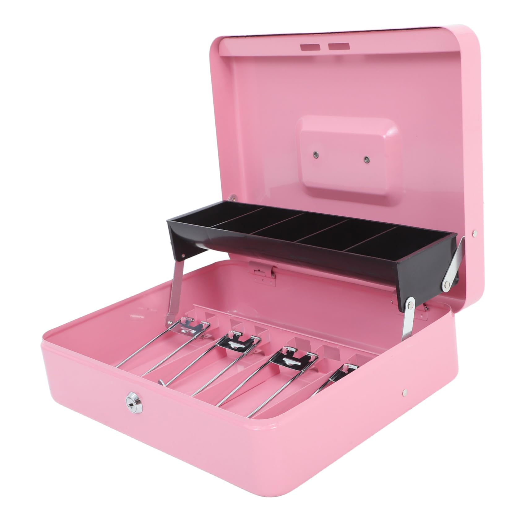 SHINEOFI Caja de Caudales con Llave Pequeña Organizador de Caja de Seguridad Metálica Fiable para Almacenamiento de Dinero Porta Billetes para Uso Comercial Restaurantes Tiendas y Mostrador