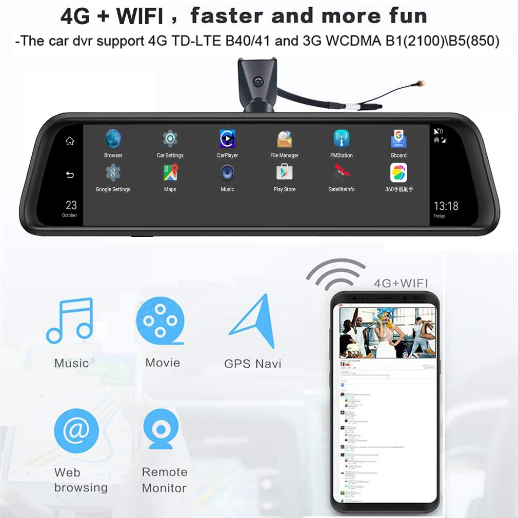 4 Manieren Auto Center Console Dash Cam 360 ° Panoramische Monitoring Links Rechts En Achter 4K 1080P* 3 Met Wifi ADAS BSD 12 Dashboard Achteruitkijkspiegel IPS scherm Waterdichte Haai Side Lens