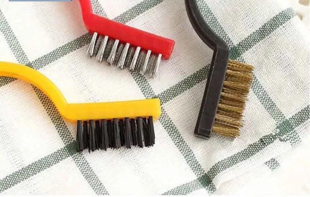 5pcs Kitchen Stove Cleaning Brush + Scraper Tool Set,Heavy Duty Scraper for Gas Burners Cooktop Pot Pan Brass,Fruit and Vegetable Tools,Stove Scraper Tool,Kitchen Brush,Cleaning Scraper