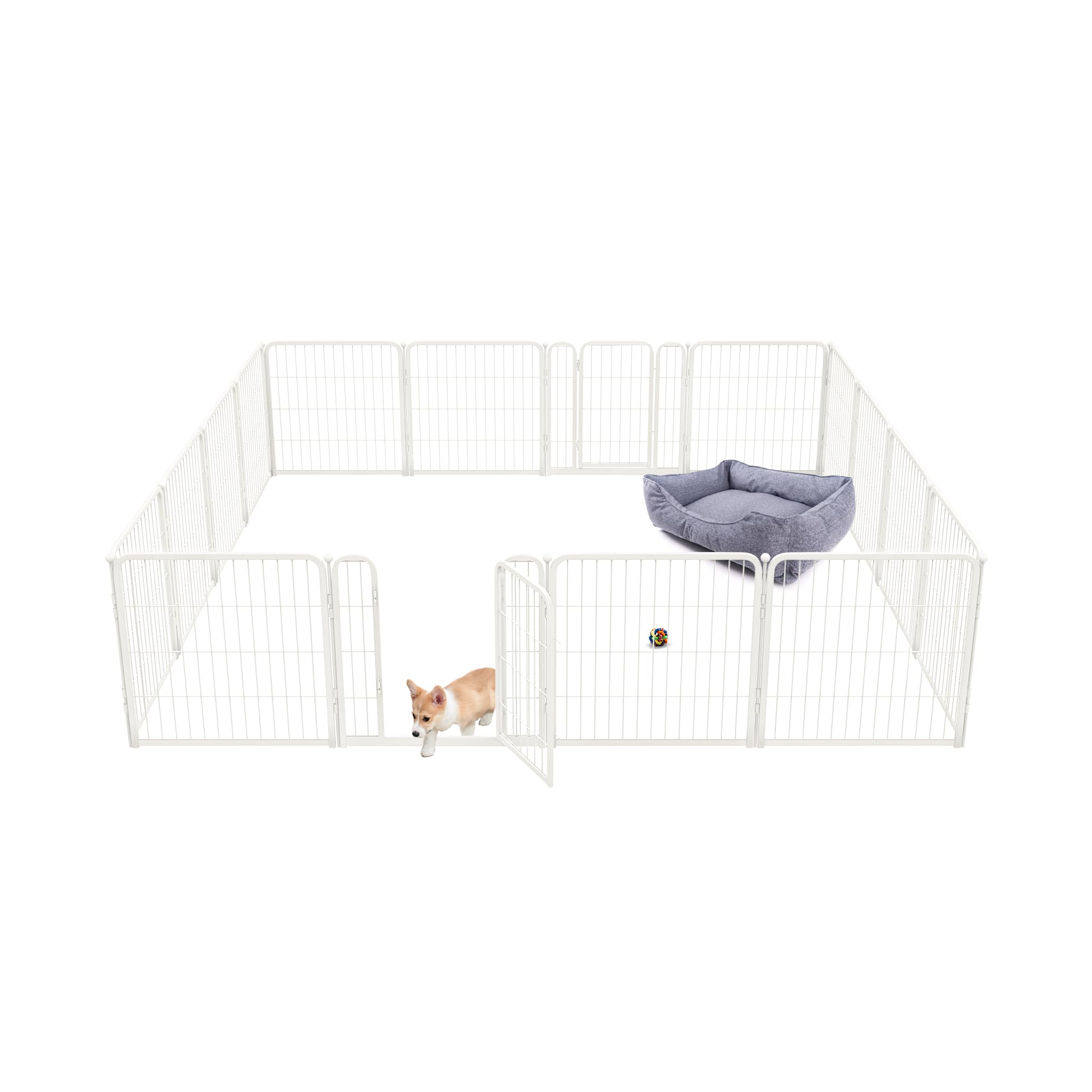 FXW Homeplus Dog Playpen for Indoor Use - Stress-Free and Safe Play, Heavy Duty 24 Inch 16 Panels Dog Pen for Puppies and Small Dogs, White│Patented