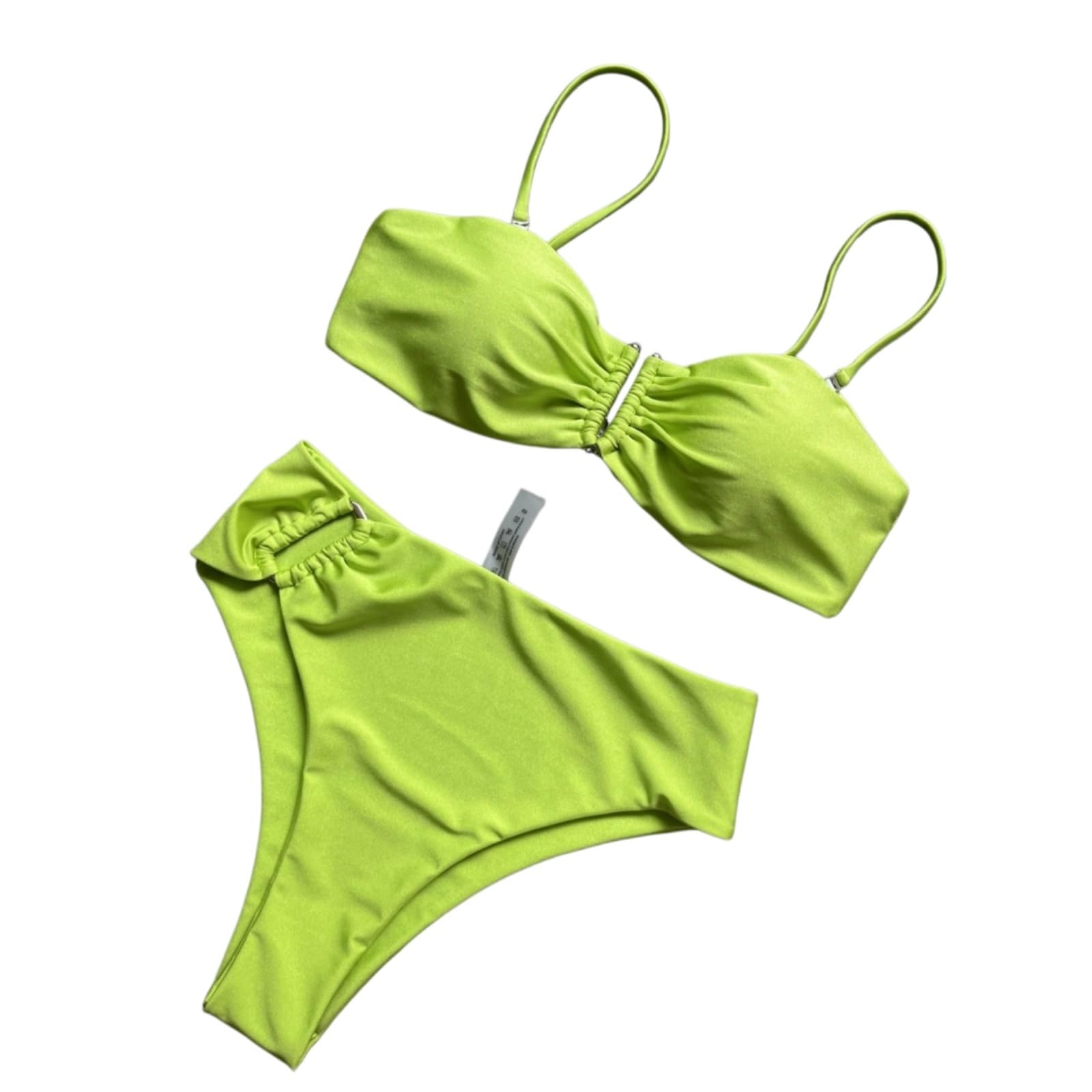 Bikini Mujer Mujeres Bandeau Set Ruched Traje De Baño Playa Dos Piezas-ut03-l