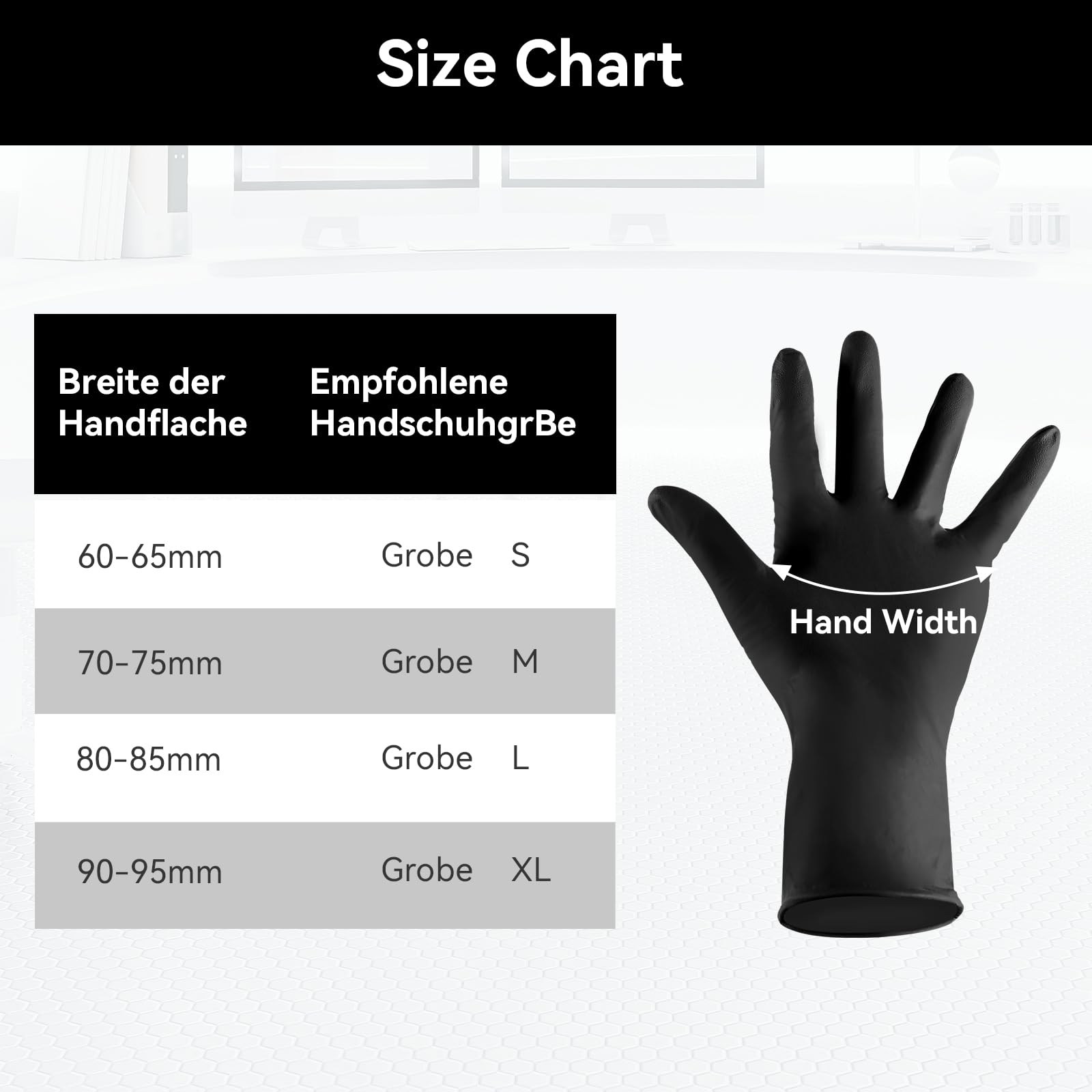 Einweghandschuhe 1000 Stück Nitrilhandschuhe puderfrei, Handschuhe Einweg latexfrei, strapazierfähige reißfeste Gummihandschuhe, für Kochen, Reinigen (Schwarz, 1000 Stück L)