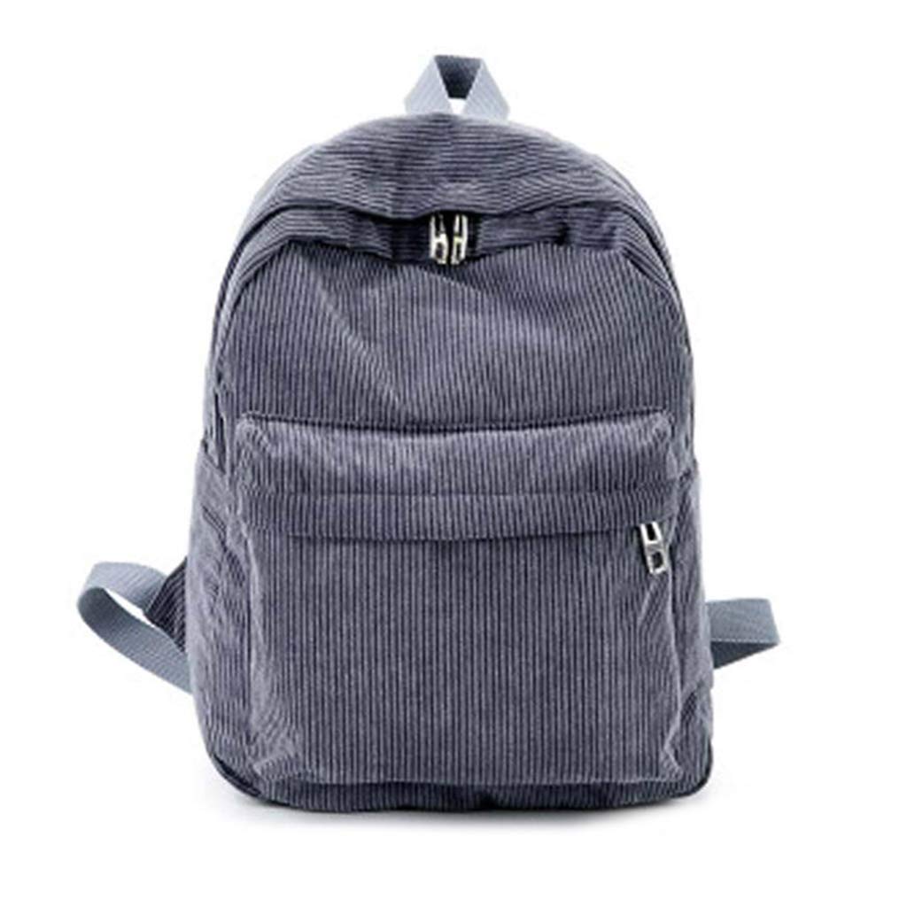 Kobeleen Women's Blue Vintage Rucksack Corduroy Backpack School Bag Casual Computer