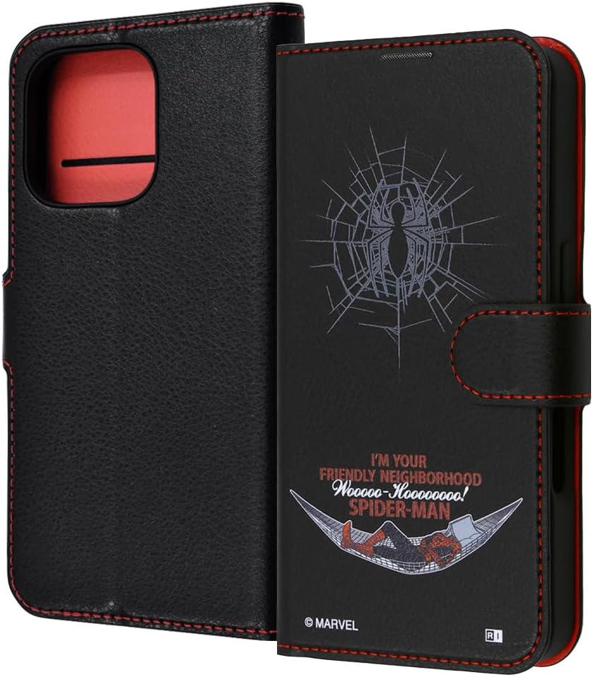 Ingrem iPhone 16 Pro (2024 Released Model) Case Marvel Shock Absorption Magnetic Belt Simple Notebook Type Leather Case Spider-Man_8 iPhone 16 Smartphone Case Smartphone Case IJ-DMP47ELC1BR/SPM15