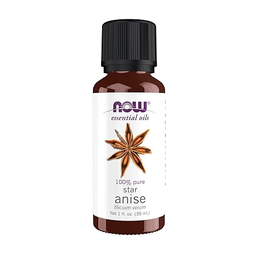NOW Aceites esenciales, aceite de anís, aroma equilibrante de aromaterapia, destilado al vapor, 100% puro, vegano, tapa resistente a los niños, 1