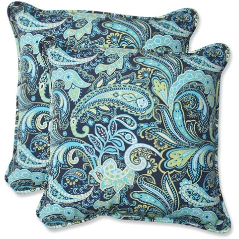 Pillow Perfect Outdoor Navy Paisley Throw Pillows Cover