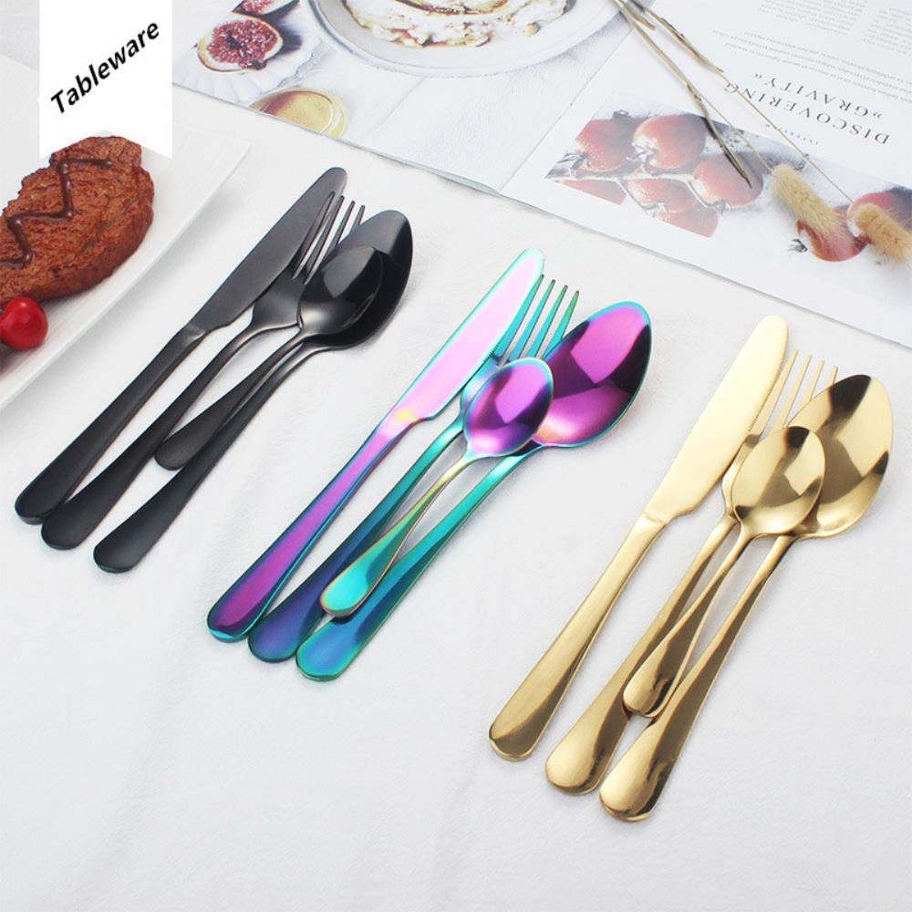 Service de vaisselle 24 pièces, fourchettes de cuisine dorées et noires