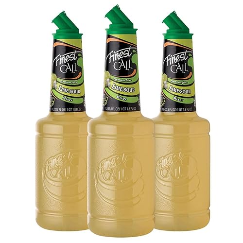 Finest Call Mezcla de bebida agria de jugo de lima premium, botella de 1 litro (33.8 onzas líquidas), paquete de 3