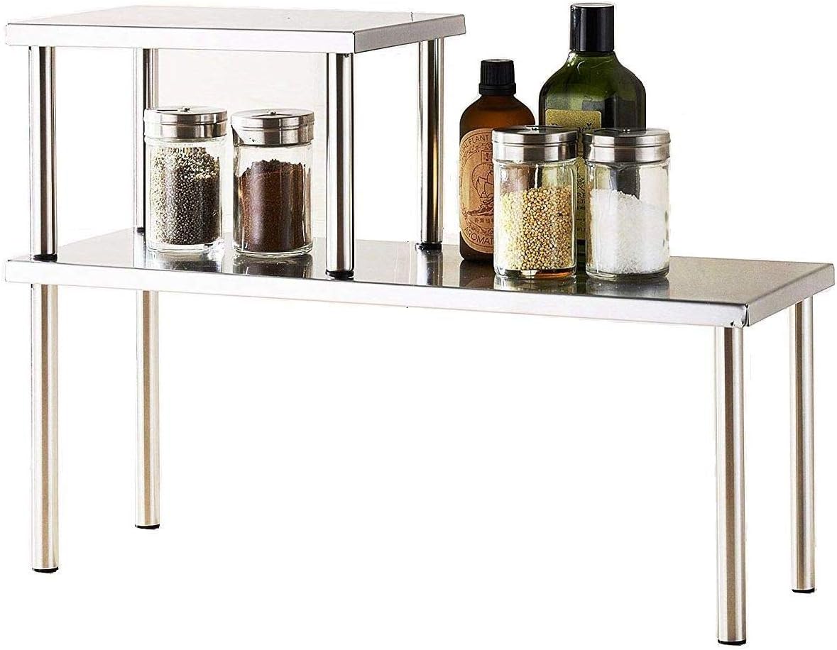 Cook N Home 2-Tier Stainless Steel Counter Storage Shelf Organizer, Rectangle