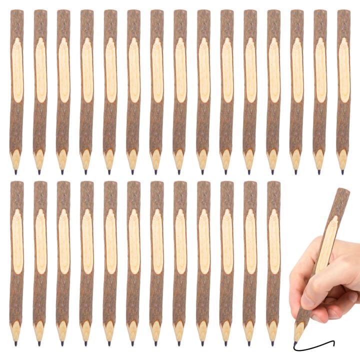 WANDGU 30 Piezas Lápices de Ramita Hechos a Mano: Diseño Rústico Lápiz de Madera, Original Ecológico Lápiz de Madera Hecho a Mano para Regalo de Papelería, Regalo de Fiesta, Material Escolar
