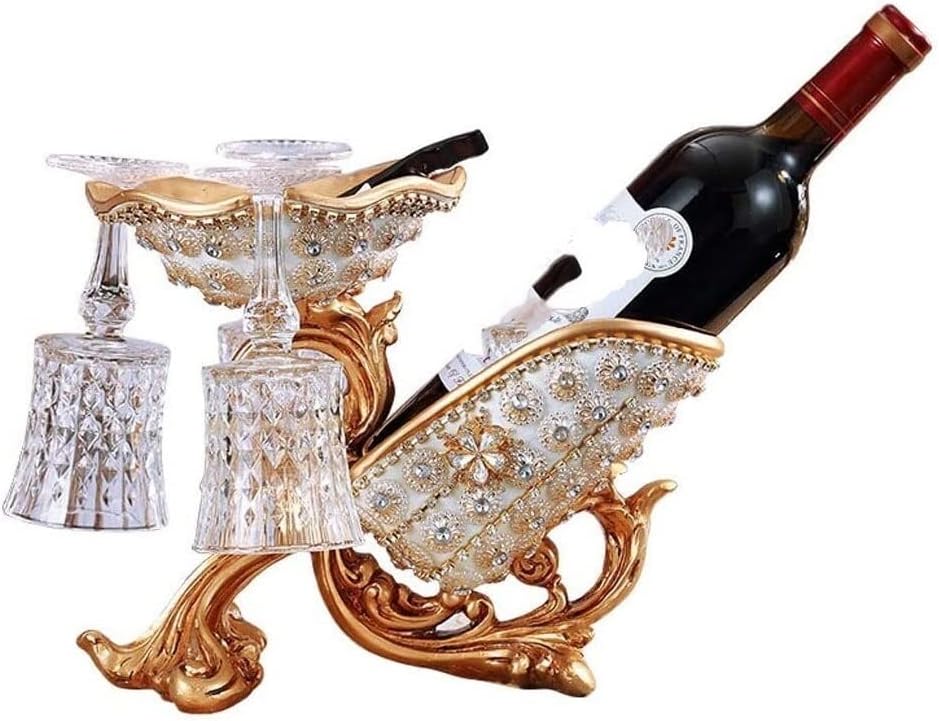 Rustic Wine Rack Wine Rack European Living Room Wine Cabinet Decoration High Foot Wine Glass Holder Wine Bottle Rack Table Top Wine Storage Racks (OneColor)