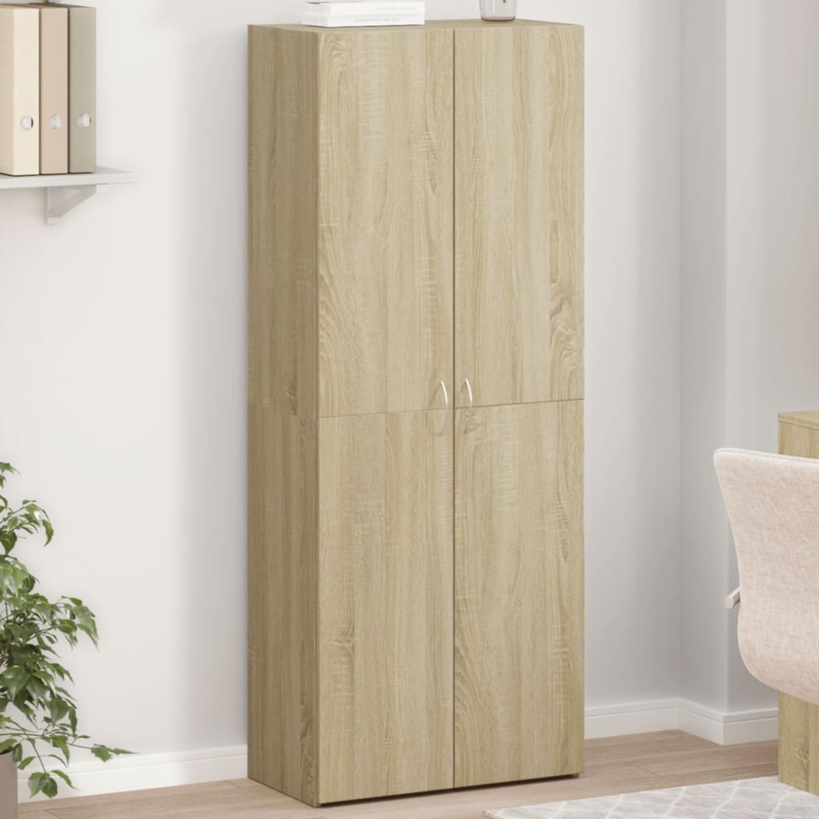 Homgoday Aktenschrank Sonoma-Eiche 60x32x153 cm Holzwerkstoff - 4 Fächer, stabil & staubfrei, für Büroorganisation Model3276646