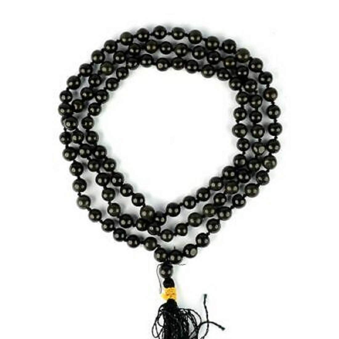 raviour lifestyle Black Agate Hakik 108 Beads Buddhist Prayer for Japa Rosary Wearing for Fashion Wear Mala for Astrological Purpose-picture-2