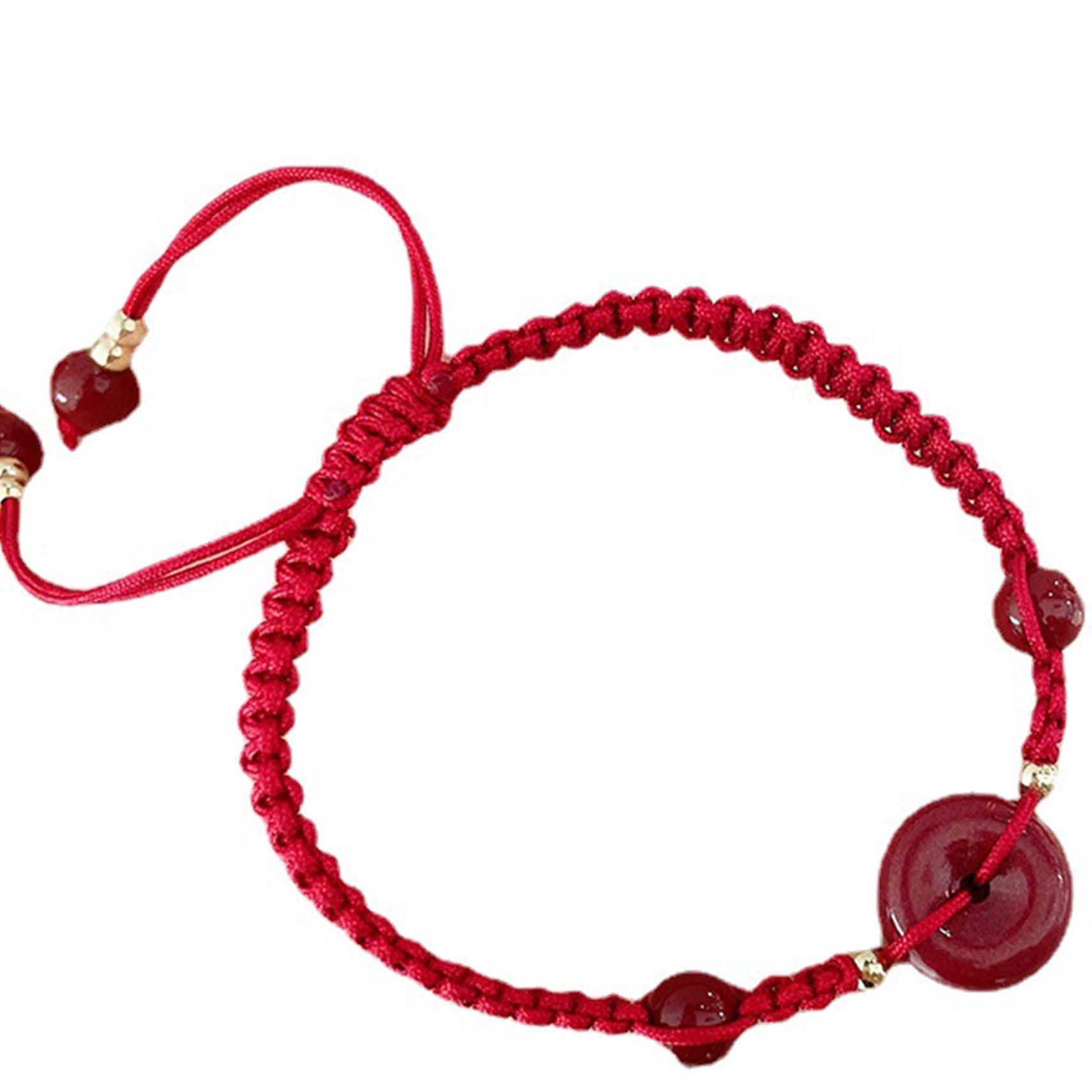 Pulsera de la Suerte, Pulsera Feng Shui, Hilo Rojo, Piedra Preciosa, Cristal cinabrio para Mujeres y Hombres, Hebilla armonía/Amuleto Dona, Chakra.