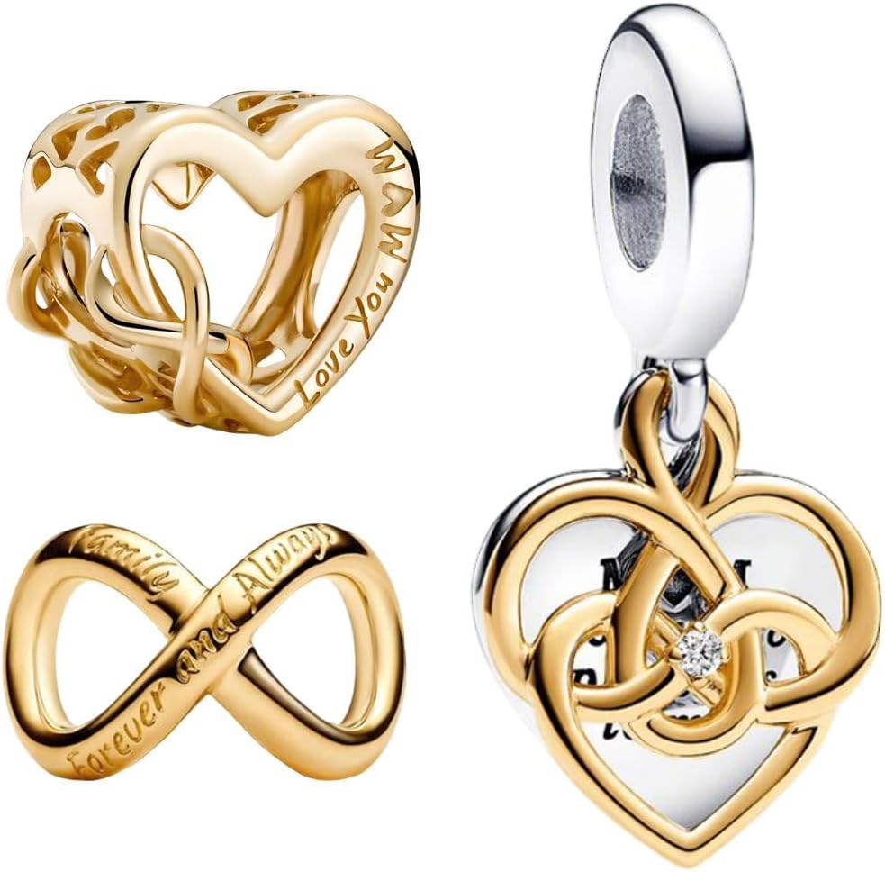 Mom Family Charms Bead for Bracelets and Necklaces Jewelry Charm for Women Valentine Mother's Day