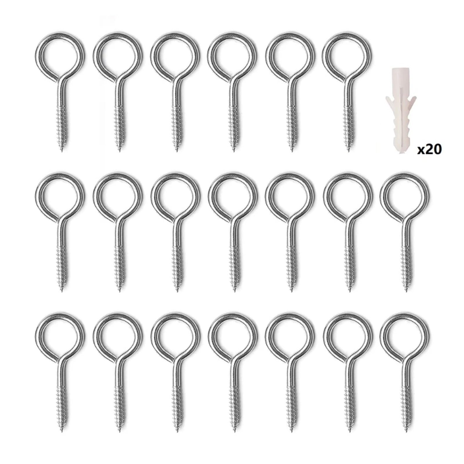 Crochets de tasse vis 20 pièces à œil crochets anneau autotaraudeur en métal cintre visser(M5x65)