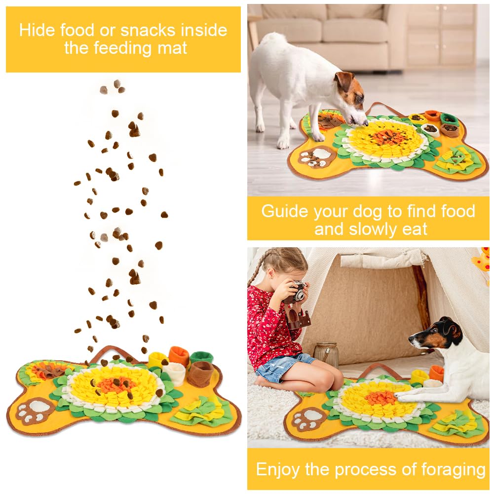OSDUE Tappeto Olfattivo Cane, 63cm Foraggiamento Tappeto per Cani Addestramento Foraggiamento di Animali Lavabile Antiscivolo Tappetino Puzzle di Snuffle Giocattolo per Cani Attivazione Mentale Cane