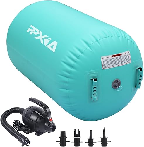 Miniatura 1 de PPXIA Colchoneta inflable para gimnasia con rodillo de aire, equipo de gimnasia con bomba para entrenamiento de yoga, animadoras, uso doméstico