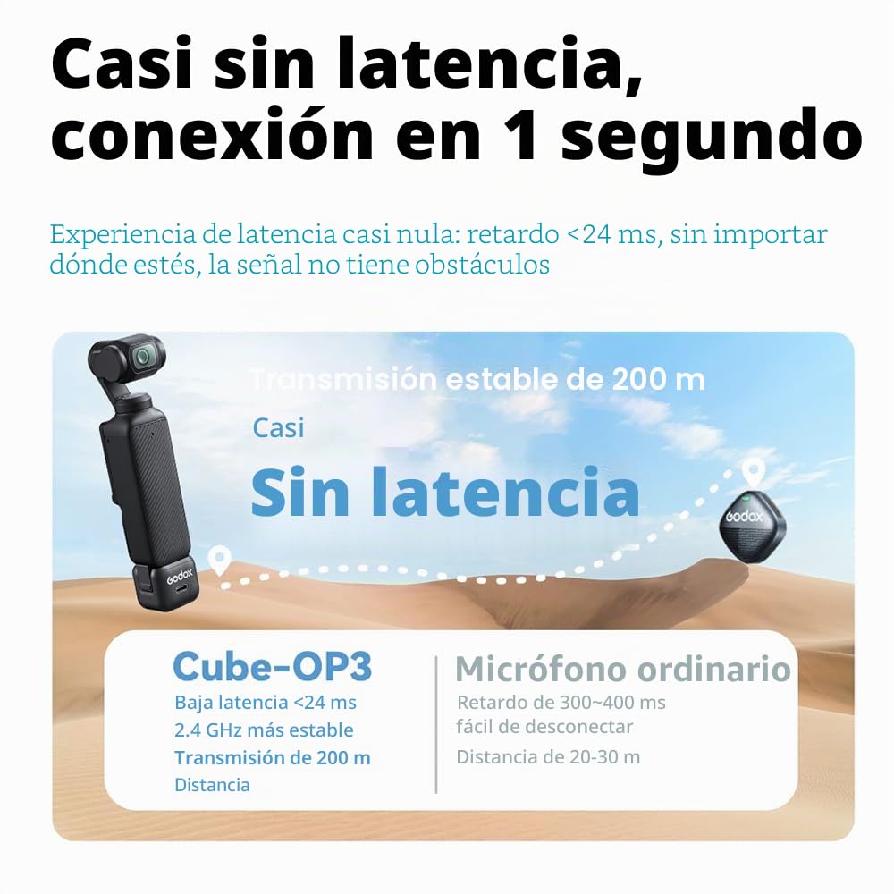 GODOX Cube-OP3 Wireless Lavalier Microphone for dji Osmo Pocket 3,Noise Cancellation, 10H Battery Life,Mini Wireless Mic for Camera/iPhone/Android, Vlog,Live Streaming