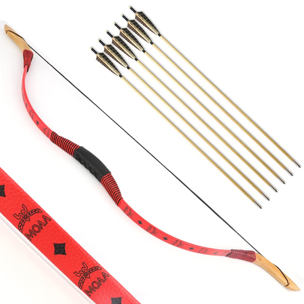 SHARROW Archery Traditional Bow Recurve Bow and Arrows Set Handmade Longbow Wooden Mongolian Horsebow Hunting Bow 20-50lbs for Adult Shooting Practice (30lbs, Type 5)