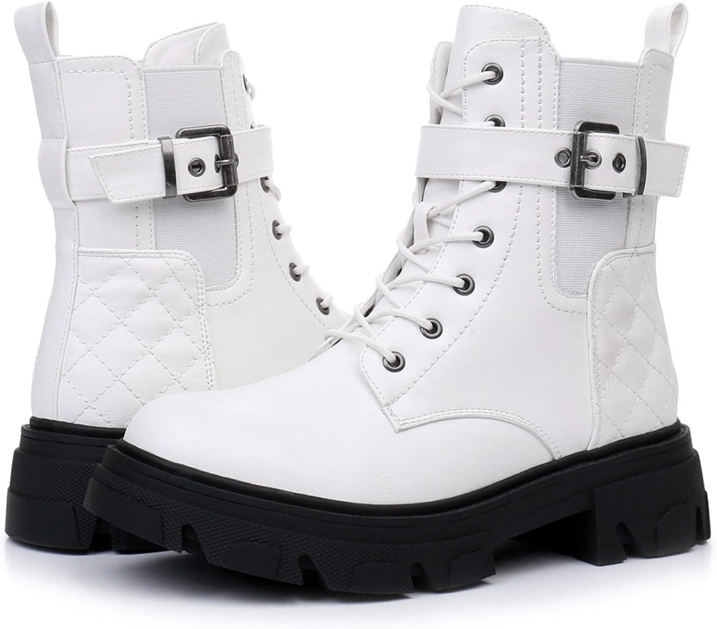 GLOBALWIN Women's Combat Boots Lace Up Ankle Booties Comfortable Lug Sole... - Picture 40 of 46