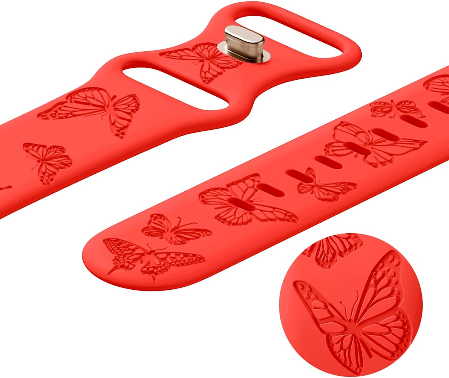 Butterfly Engraved Bands Compatible with Apple Watch Band 41mm 40mm 38mm 49mm 46mm 49mm 46mm 45mm 44mm 42mm Women, Silicone Sport Strap for iWatch Series SE 10 9 8 7 6 5 4 3 2 1 SE Ultra - Image 4