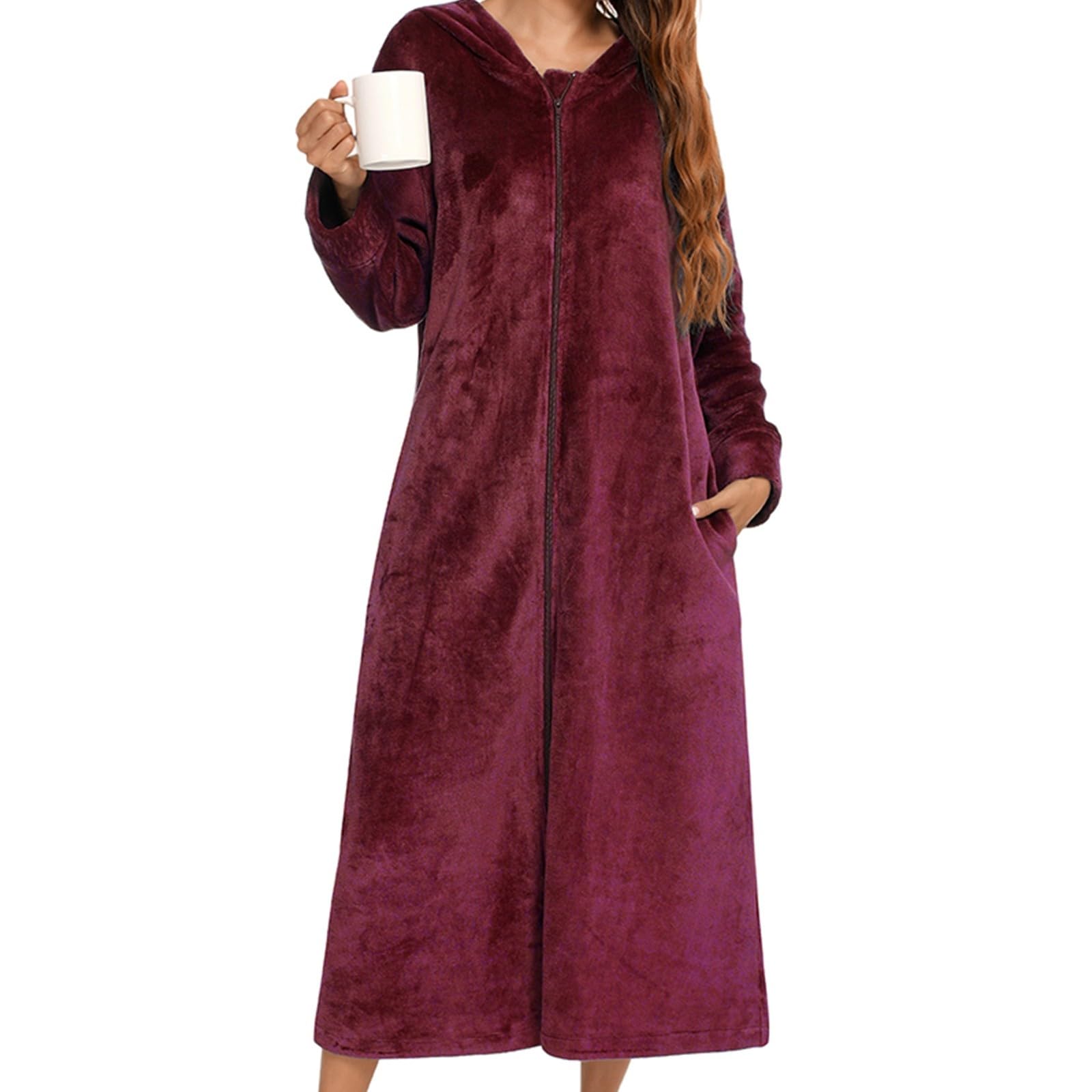 Accappatoio in Spugna, 100% Cotone Unisex Accappatoio Donna Microfibra Ultra Sottile, Super Assorbente, Anti-Pilling con Tasche e Cappuccio Tinta Unita Vari Colori Elegante Comodo per Casa e Vacanza
