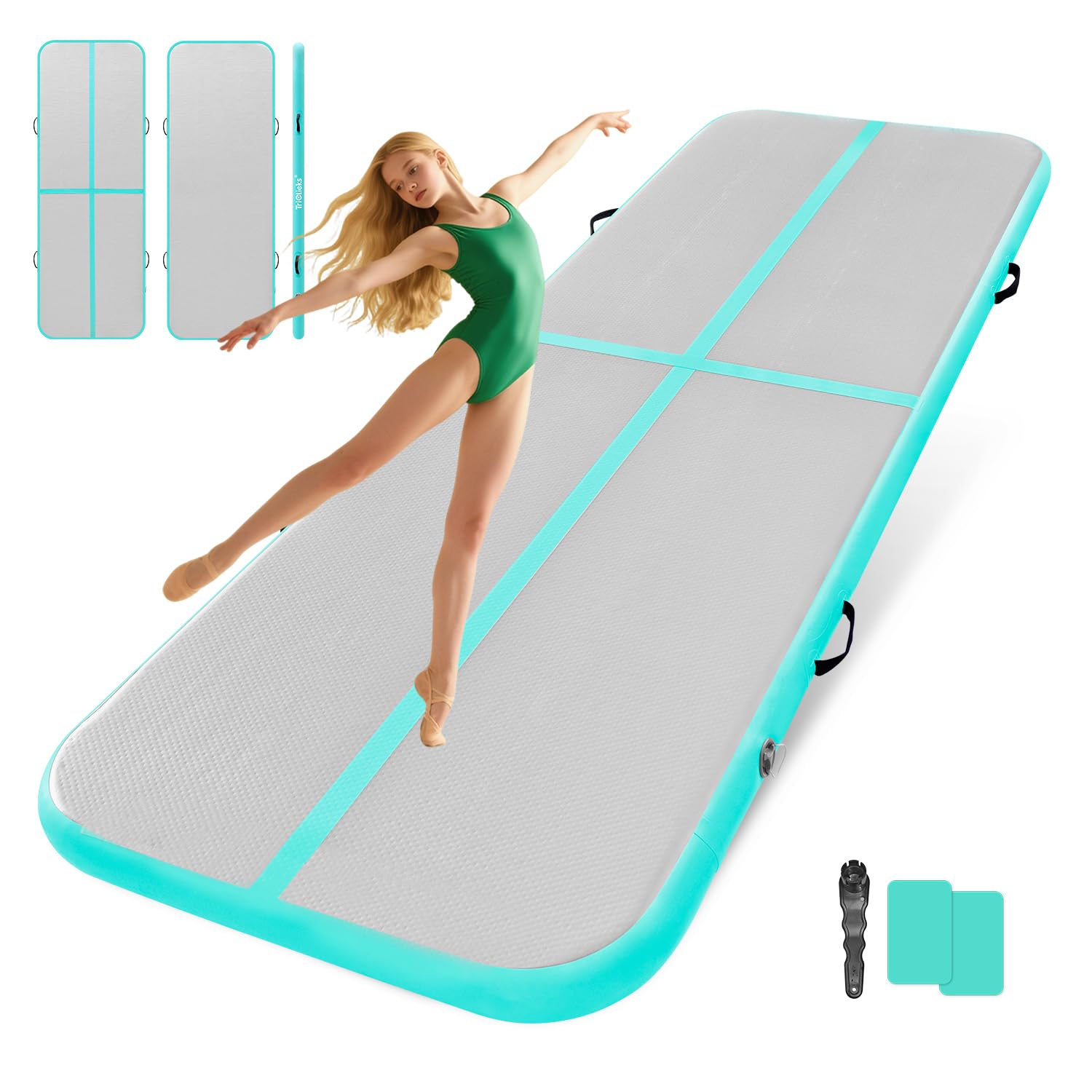 3M / 4M Inflatable Gymnastics Tumbling Mat 10cm Thickness Air Floor Mat Tumble Track for Home Use/Training/Yoga/Water Fun/Pilates